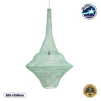 GLOBOSTAR® KENTUCKY 01879 Vintage Κρεμαστό Φωτιστικό Οροφής με Ντουί 1 x E27 AC 220-240V IP20 - Τιρκουάζ - Μ80 x Π80 x Υ140cm